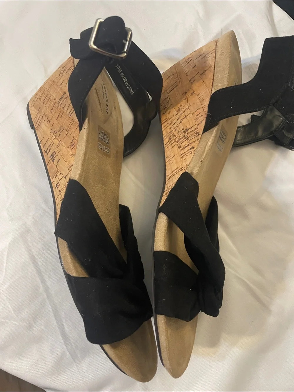 St. John's Bay Black Knot Front Cork Wedge Sandals